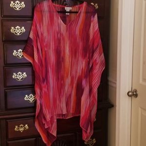 Silky sheer women's poncho - plus size.